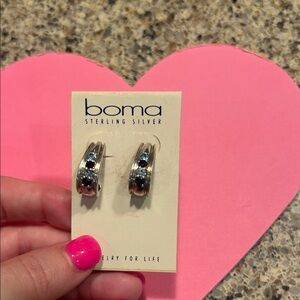 Sterling Silver Earrings with Blue Accents